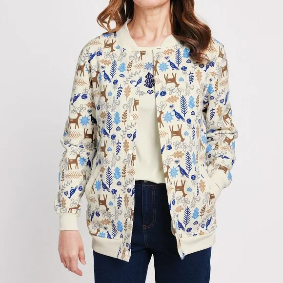 Blair Tops Like New Condition Print Fleece Jacket Ivory Folklore Poshmark